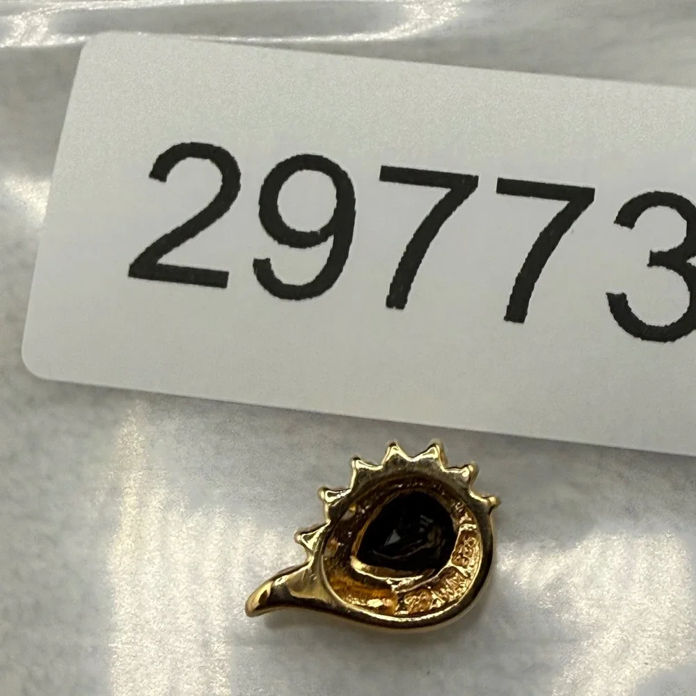 Vintage WM Pendant Gold Tone Black Pear Cut Teardrop Sterling Silver 925